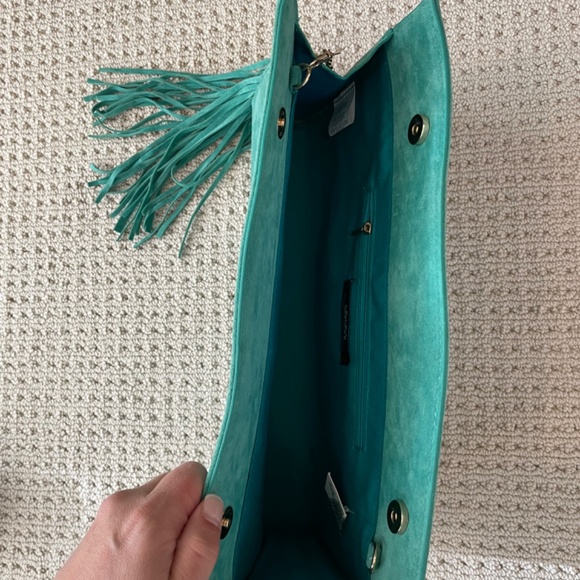 Beautiful turquoise chain purse or can be worn as a Clutch, NWT - Picture 4 of 8